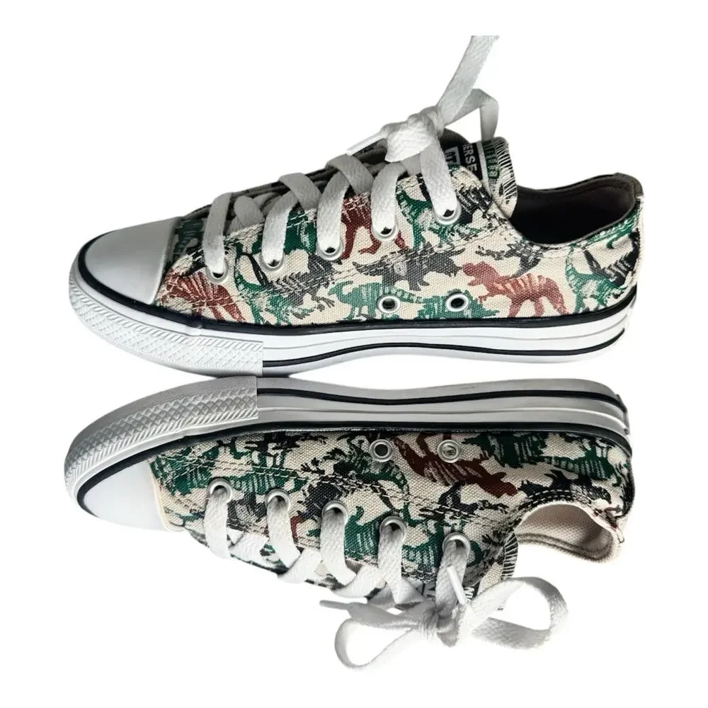 Converse Kids All Star Dinosaur Print Sneakers Canvas Low Top Jurassic Shoe Sz 1